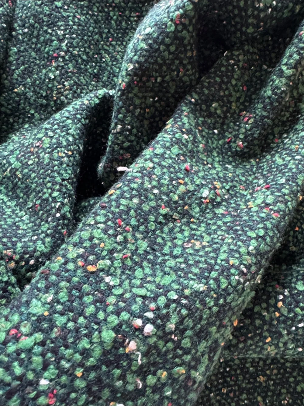 Size 6 J. Crew Green Speckled Italian Tweed Wool Blend Daphne Topcoat Jacket